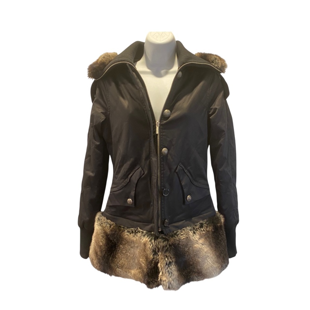 New Bebe Black Jacket with Detachable Faux Fur Trim